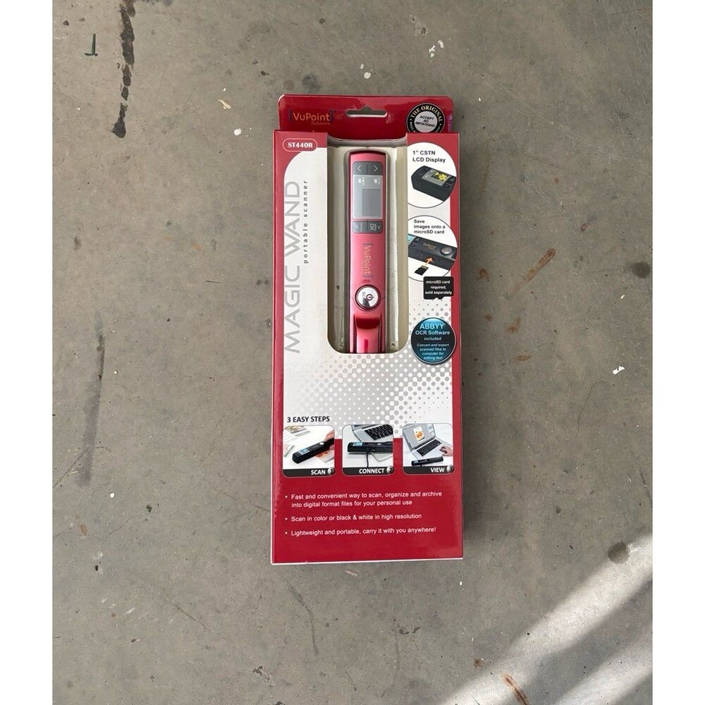 VuPoint Solutions Magic Wand Wireless Portable Handheld Scanner Model ST440R RED